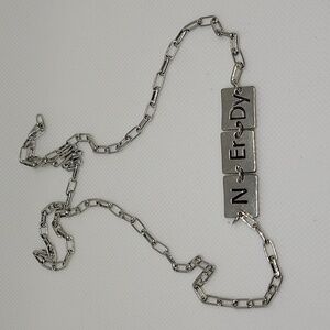 NERDY Periodic Table Chemical Elements 26" Silver Link Necklace Science
